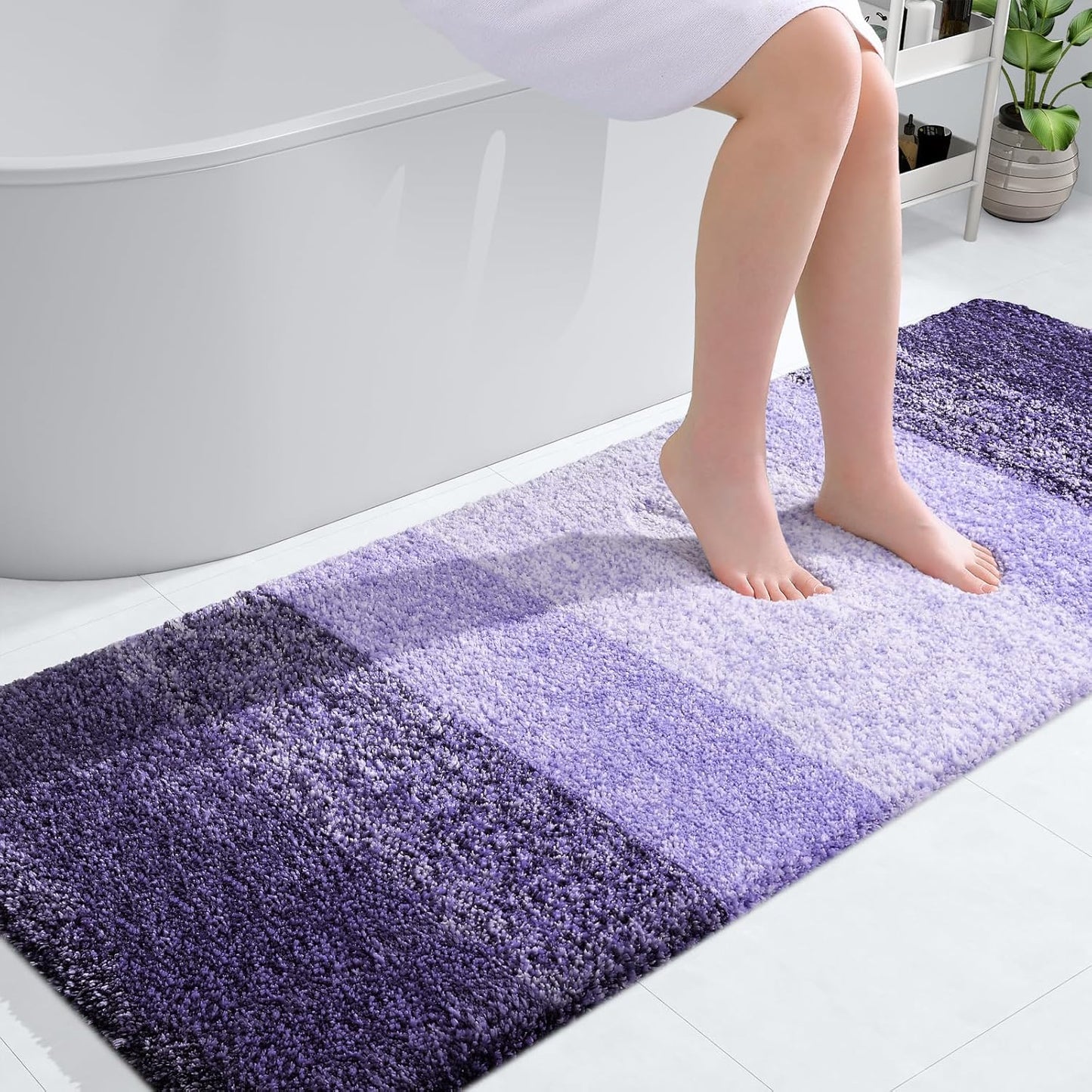 OLANLY Bathroom Runner Rug - Extra Soft Microfiber Mat | Quick Dry, Washable, 59x24 Inches, Violet