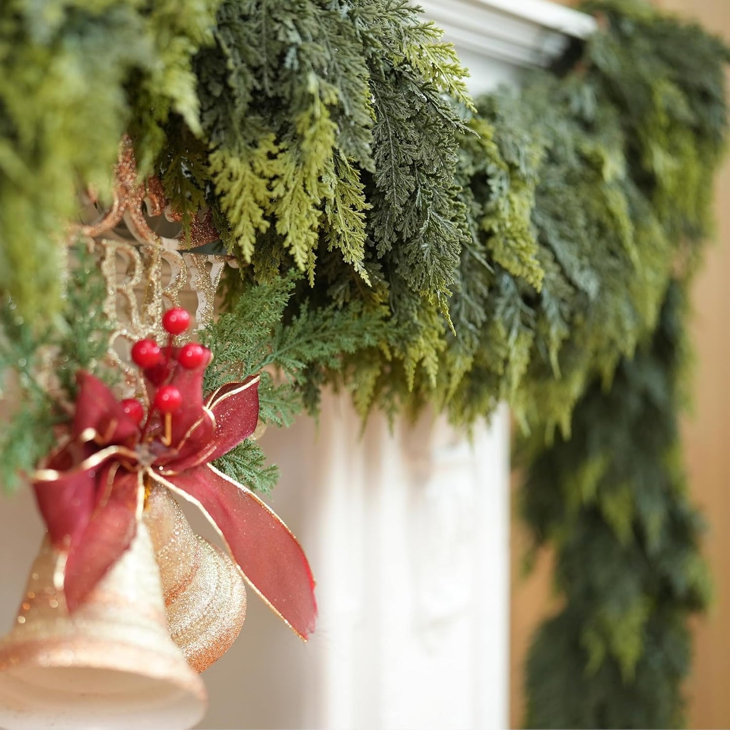 Skiennix 6FT Extra Full Christmas Garland - Lush Realistic Cedar Decor for Indoor/Outdoor Holiday Use
