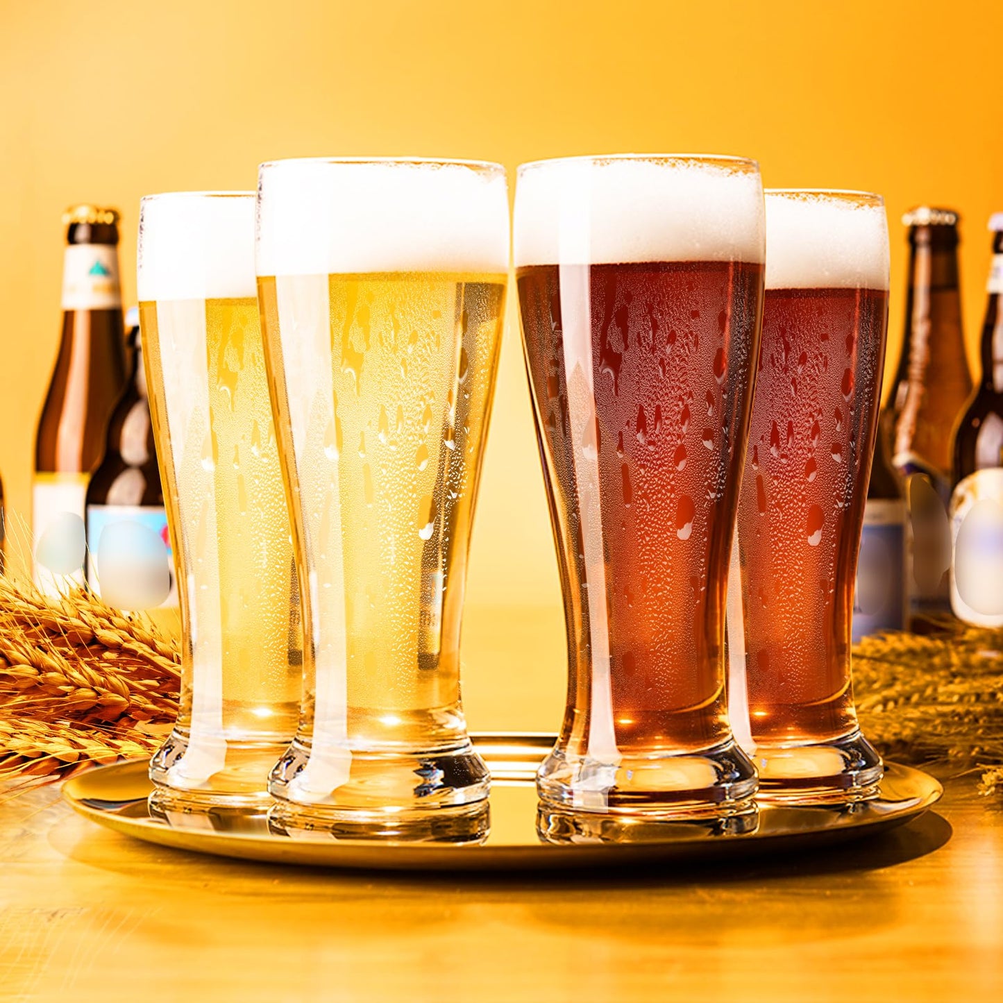 PARACITY Beer Glasses 14 oz, Pint Glasses Set of 4, Pilsner Wheat Beer Glasses, Glasses Drinking Set, Glassware Gift for Men