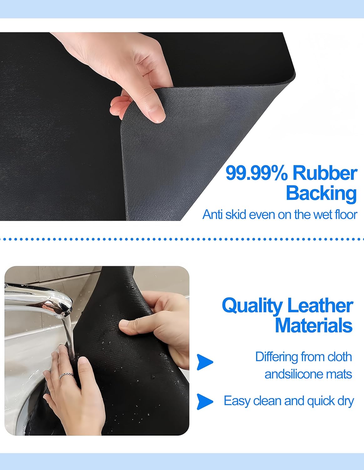 Skiennix Dish Drying Mat - Non-Slip Rubber Backed, Stain Resistant, 12"x19" - Ideal for Kitchen Counter (Black)