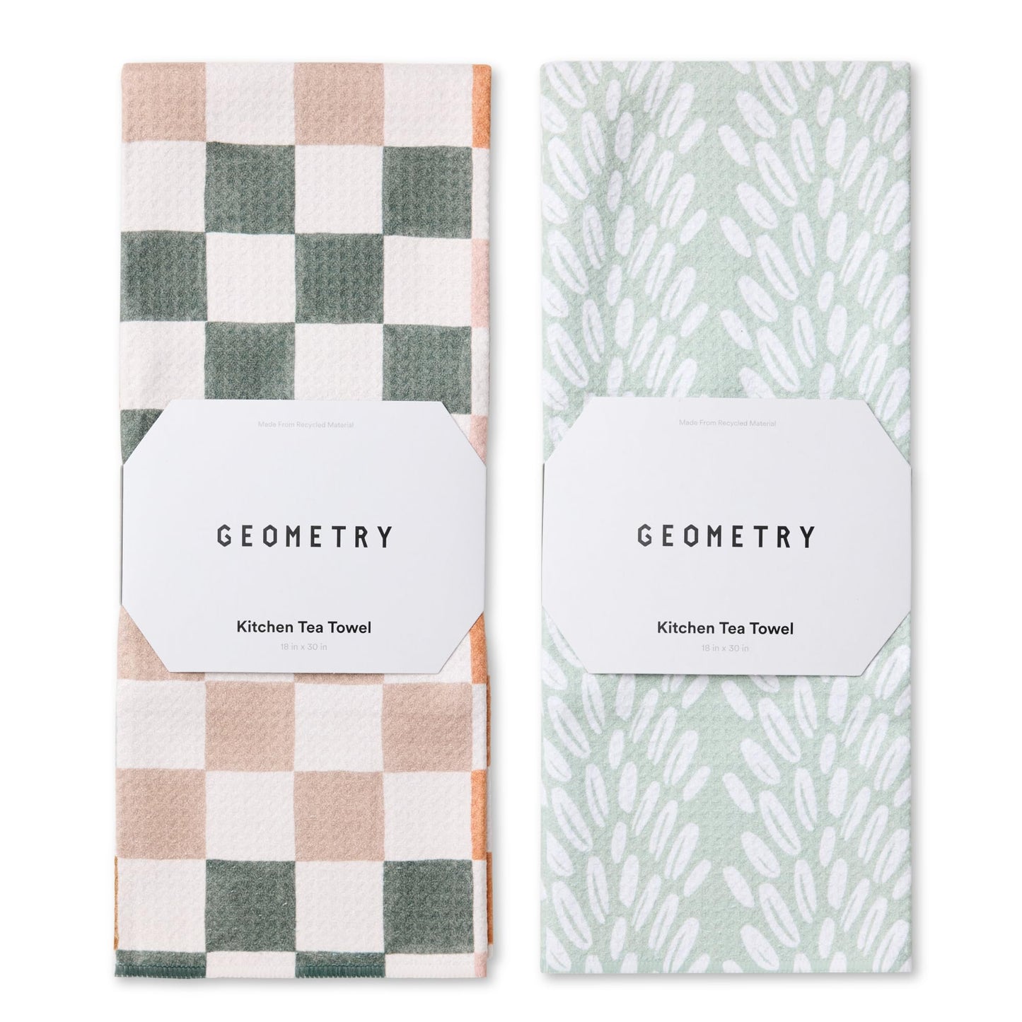 GEOMETRY Kitchen Tea Towels - Quick Dry Microfiber Dish Towels for Kitchen Checkmate CA, 18" x 30" 2-Pack
