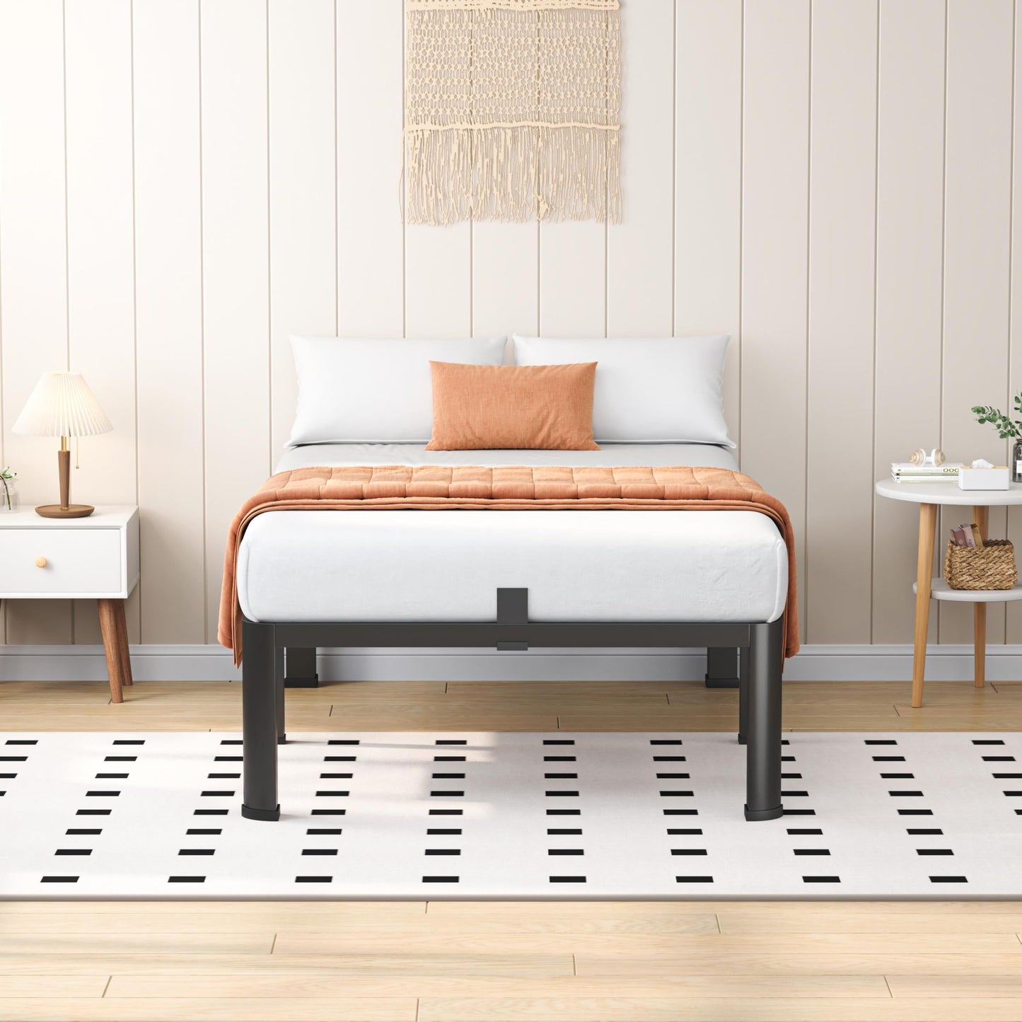 VIPSHOW 18 Inch Twin Heavy Duty 3500 lbs Bed Frame with Round-Corner Legs & Anti-Squeak Design – Quick Assembly Metal Platform, No Box Spring Needed
