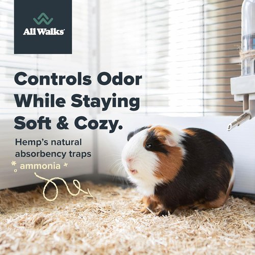 All Walks Premium Natural Hemp Bedding - 40 Liters (4 x 10L Bags) | Odor Control & Low Dust for Small Animals