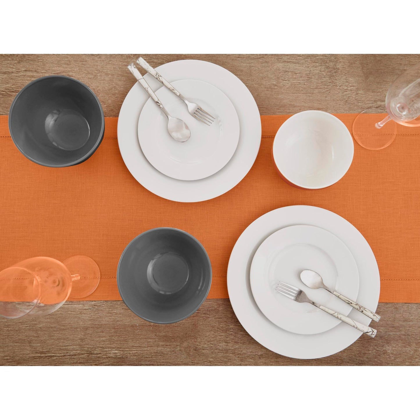 Solino Home Linen Pumpkin Table Runner 144 Inches Long - 100% Pure Linen Extra Long Table Runner 14 x 144 Inch - Classic Hemstitch