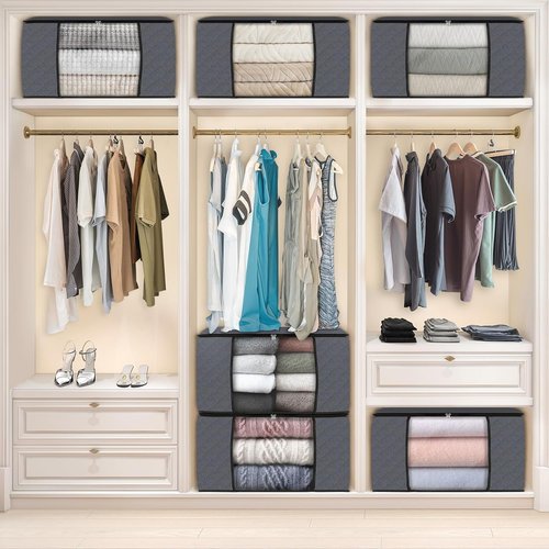 Fab Totes Storage Bags - Foldable Closet Organizers with Reinforced Handles for Home & Dorm | Ideal for Clothes & Blankets