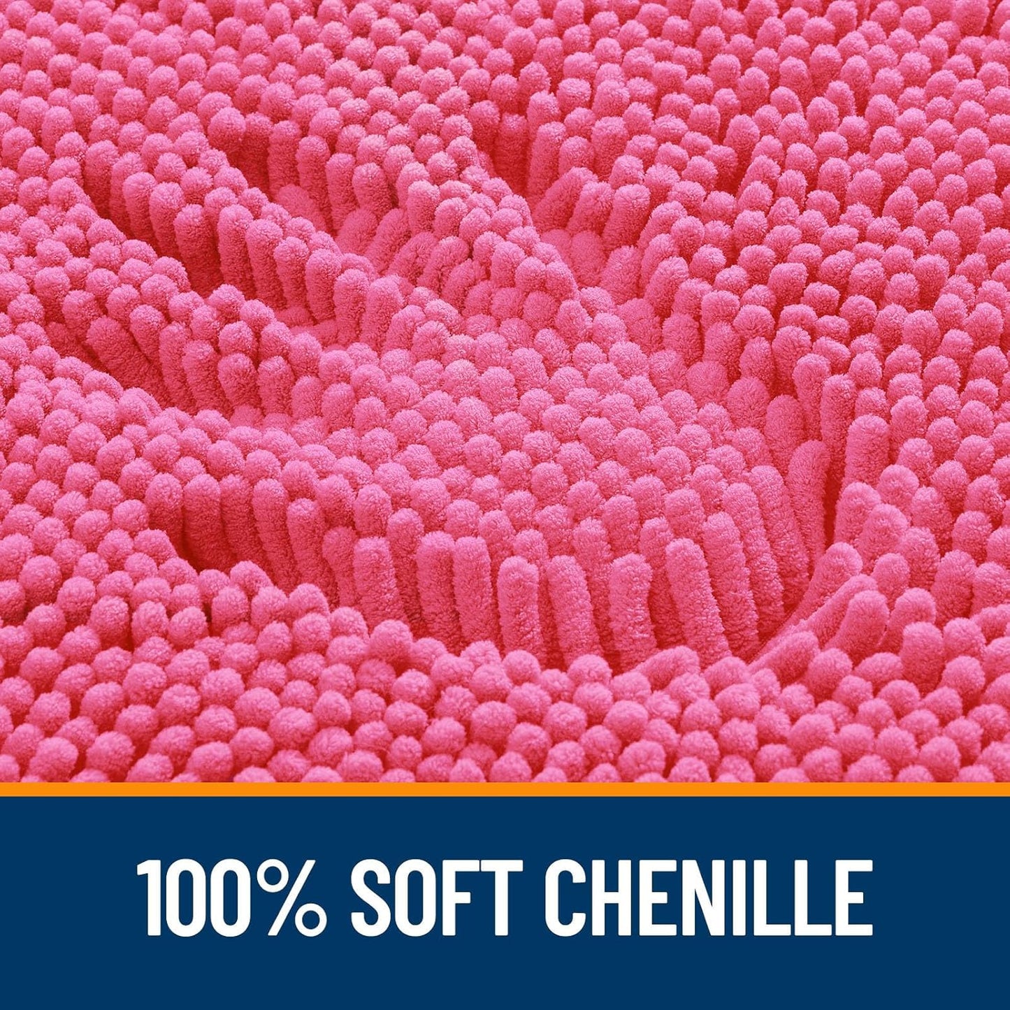 OLANLY Bath Rugs - Extra Soft Chenille with Rubber Backing | Quick Dry, Machine Washable, 30x20, Hot Pink