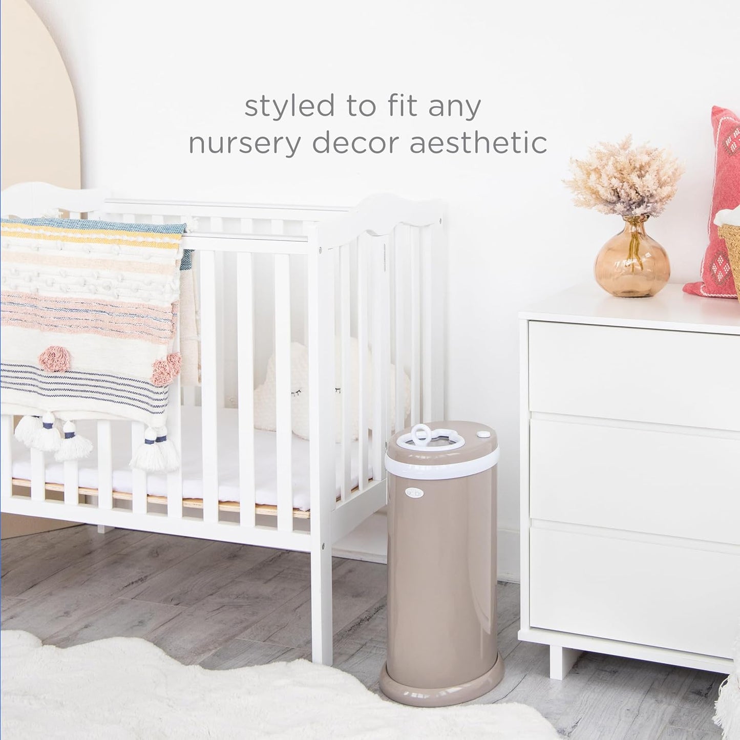 Ubbi Stainless Steel Diaper Pail - Odor Locking Design, No Special Bags Required | Taupe Color
