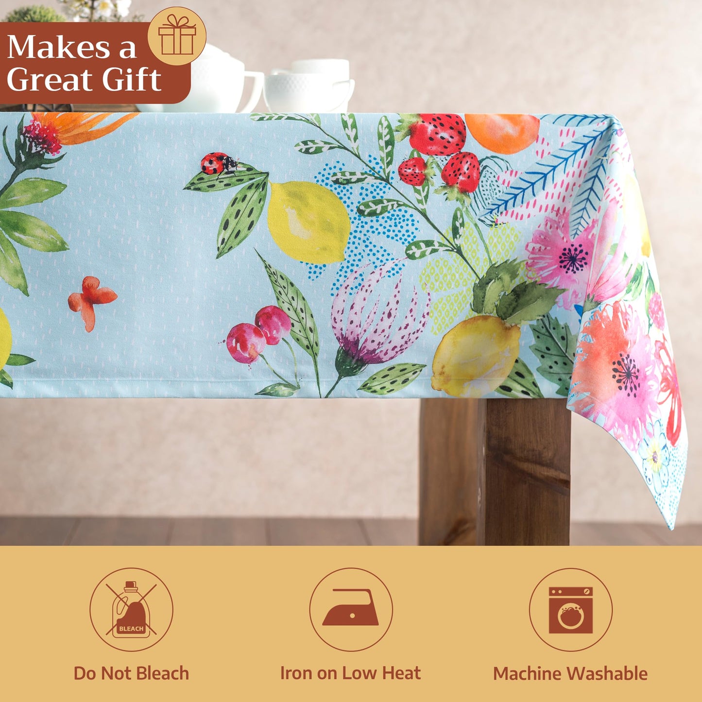 Maison d' Hermine Table Cloth Rectangle Table 100% Cotton 54 x 72 Inches Tablecloth Reusable Decorative for Dining Kitchen Room Farmhouse Home Gifts for Mothers day Spring Summer - Jardin D'Ete - Mint