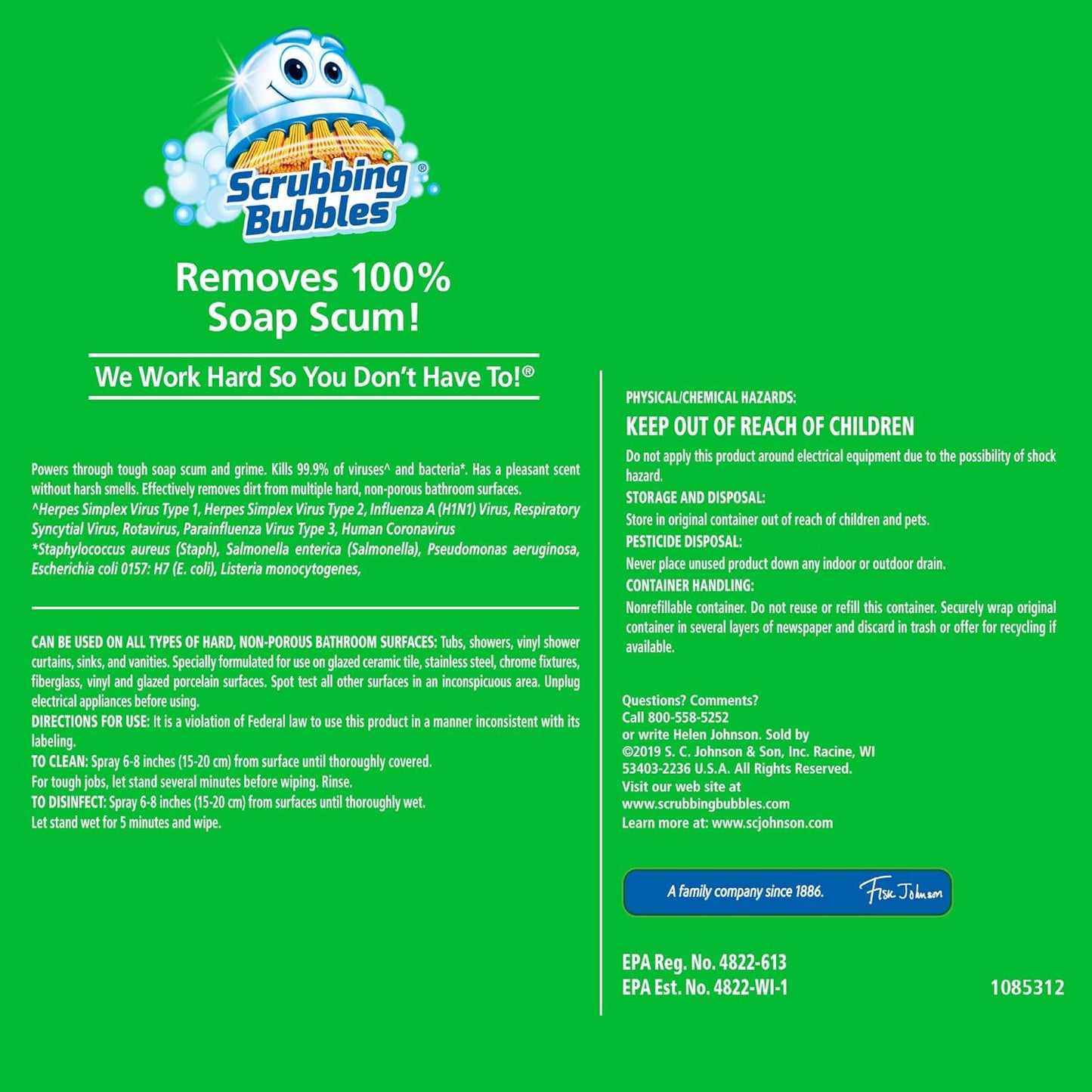 Scrubbing Bubbles Bathroom Cleaner - Powerful Disinfectant Spray with Citrus Scent | 32oz
