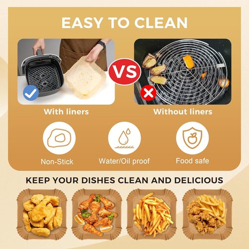 Boribim 9 Inch Air Fryer Paper Liners - 360 PCS Non-Stick & Oil Proof Parchment for 6-10QT Baskets