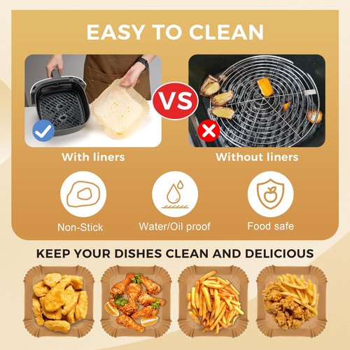 Boribim 9 Inch Air Fryer Paper Liners, 360 PCS Square Air Fryer Disposable Liners - AirFryer Accessories - Non-Stick and Oil Proof Air Fryer Parchment Paper Liners for 6-10QT Basket Oven Microwave
