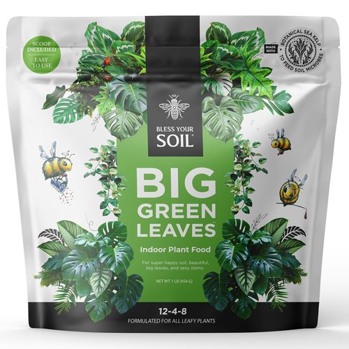 Big Green Leaves Indoor Plant Food - 4X Concentrated Fertilizer with Sea Kelp - Makes 90 Gallons - Fast-Acting Formula (1 lb)