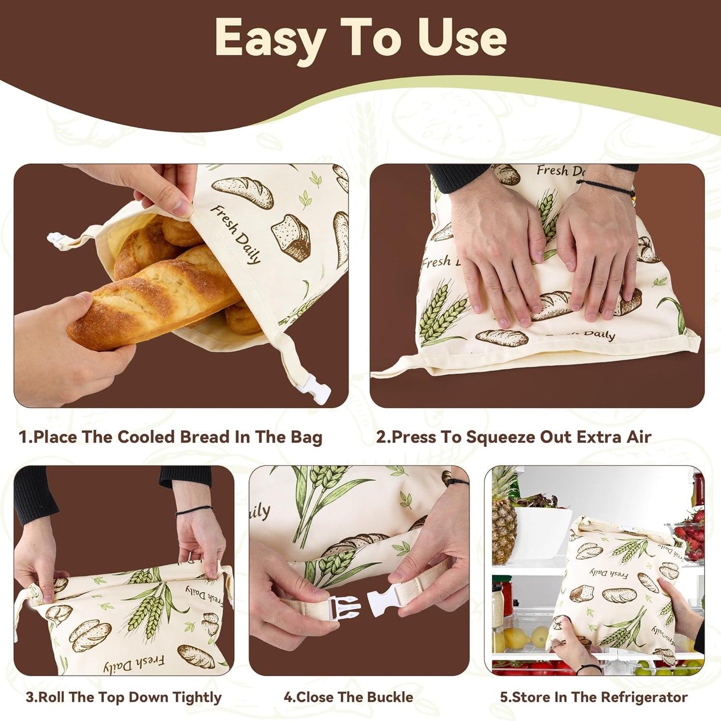 Skiennix Beeswax Bread Bags - 2 Pack Sourdough Storage Bags | 17x13 In, Keep Bread Fresh Longer