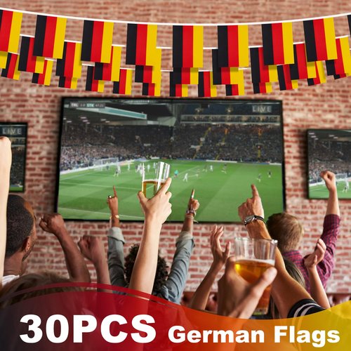 Germany String Flag Pennant Banner, Small Mini German Flags Bunting Banner, German Unity Day National Country Decoration for School, Party, Sports Events, Patriotic Festival, 33 Feet 30 Flags