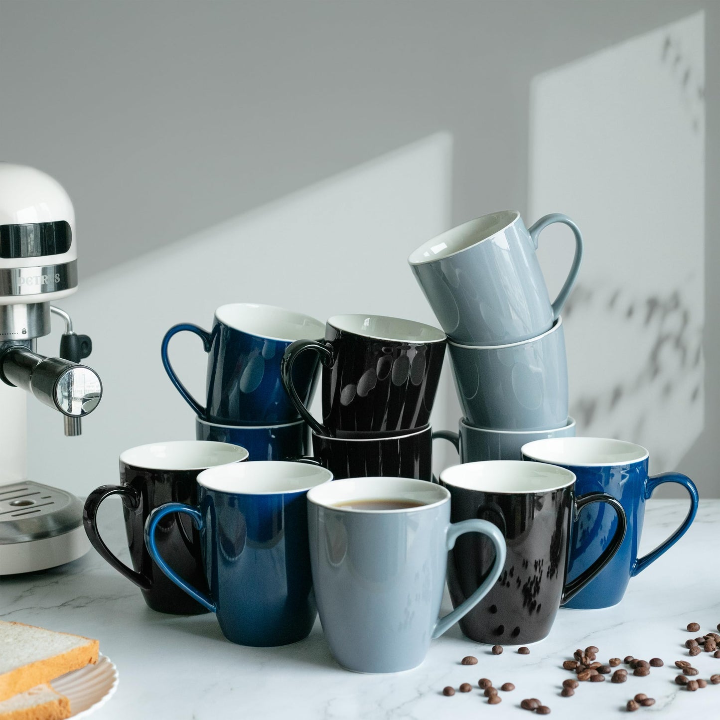 BTaT- Coffee Mugs, Set of 4, 16oz, Fine Bone China Porcelain, Navy Blue Coffee Mugs for Coffee Mug Set, Large Coffee Mugs 16 OZ, Coffee Cups Set, Ceramic Coffee Mug sets, Coffee Cup Set, Blue Mugs