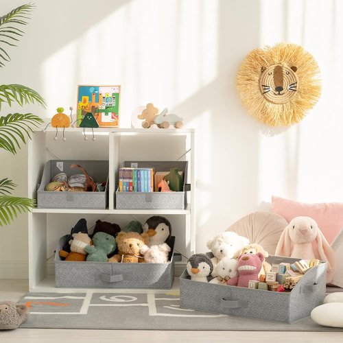 Granny Says Trapezoid Storage Bins - Versatile Closet Organizers & Dog Toy Bins | Gray, 3-Pack