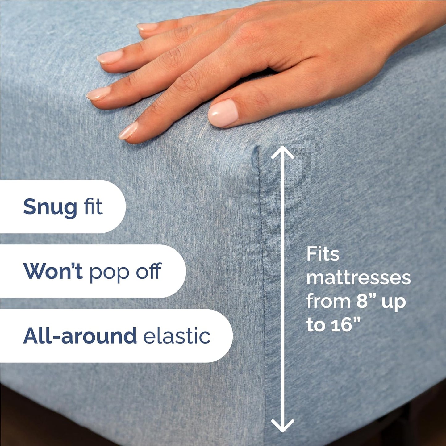 Skiennix Full Size 4-Piece Sheet Set - Comfy, Breathable & Cooling Luxury Bedding - Deep Pockets, Soft & Wrinkle-Free - Blue Heathered Design