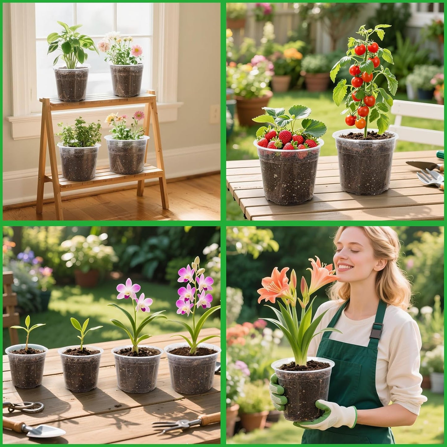 Skiennix Large Clear Nursery Pots - 10/8/6/5 Inch with Drainage Holes | 16 Pack Plastic Plant Pots for Succulents and Seedlings