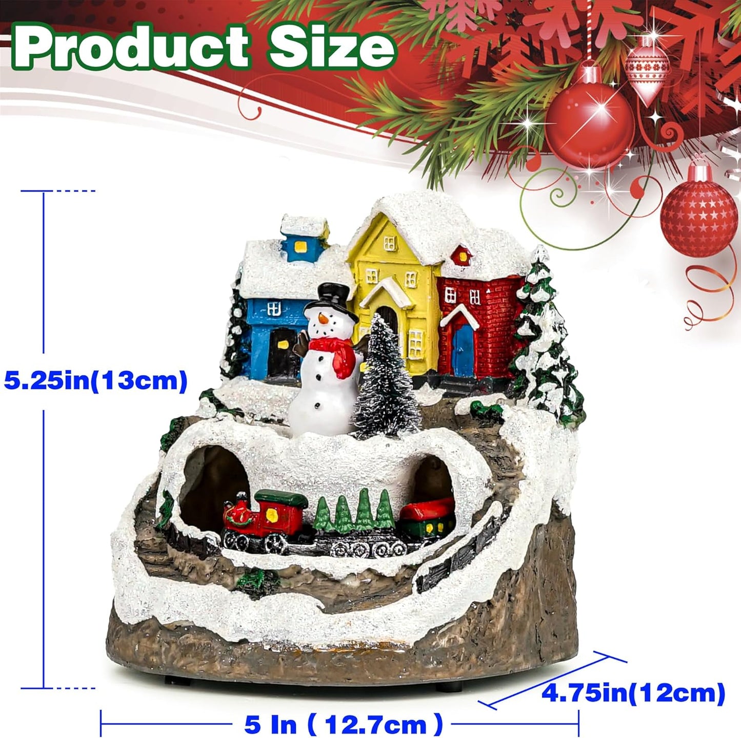 MXwcy Christmas Village House - Moving Train & Music, LED Lighted Snowman Figurine | Holiday Decor Collectible