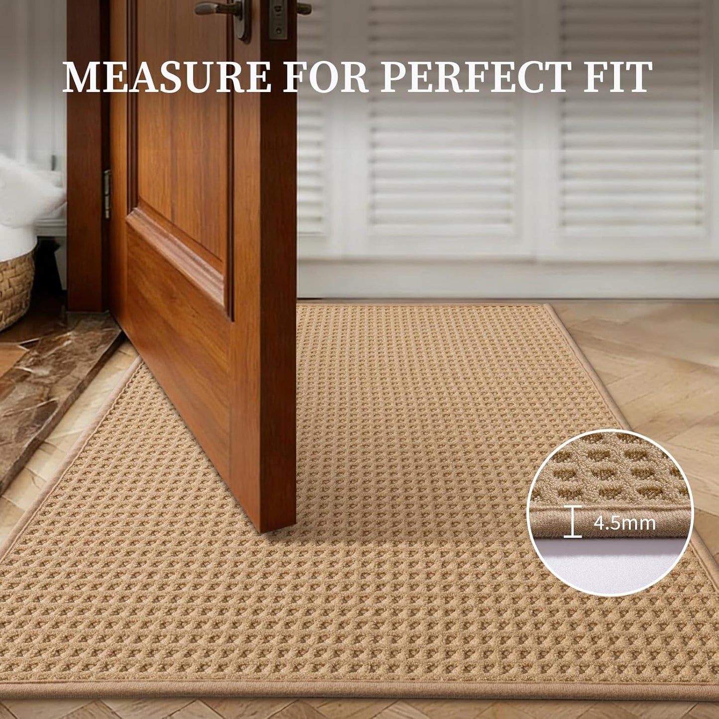 YIHOUSE Indoor Door Mat - Non-Slip Washable Entrance Mat | 24" x 36" Khaki, Dirt Trapper Design