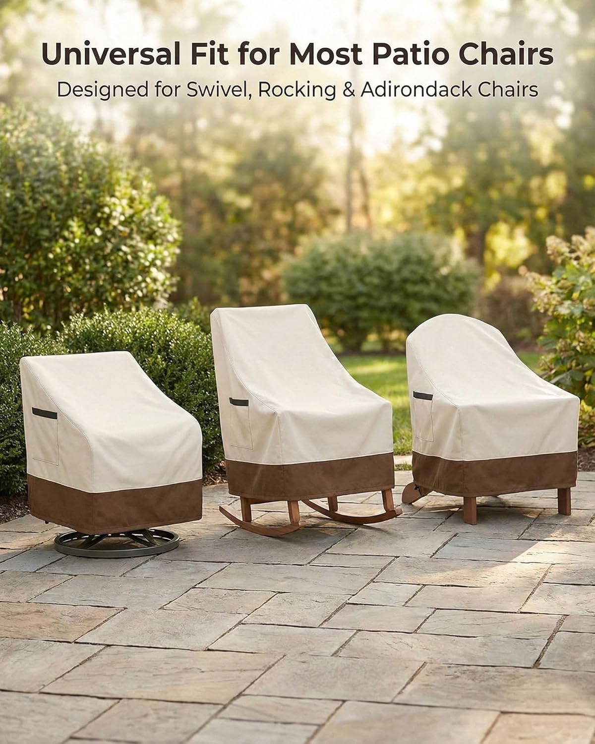 Skiennix Outdoor Patio Chair Covers - Heavy Duty Waterproof 600D Oxford Protection | 35x37x36 Inches, 2-Pack in Beige and Brown