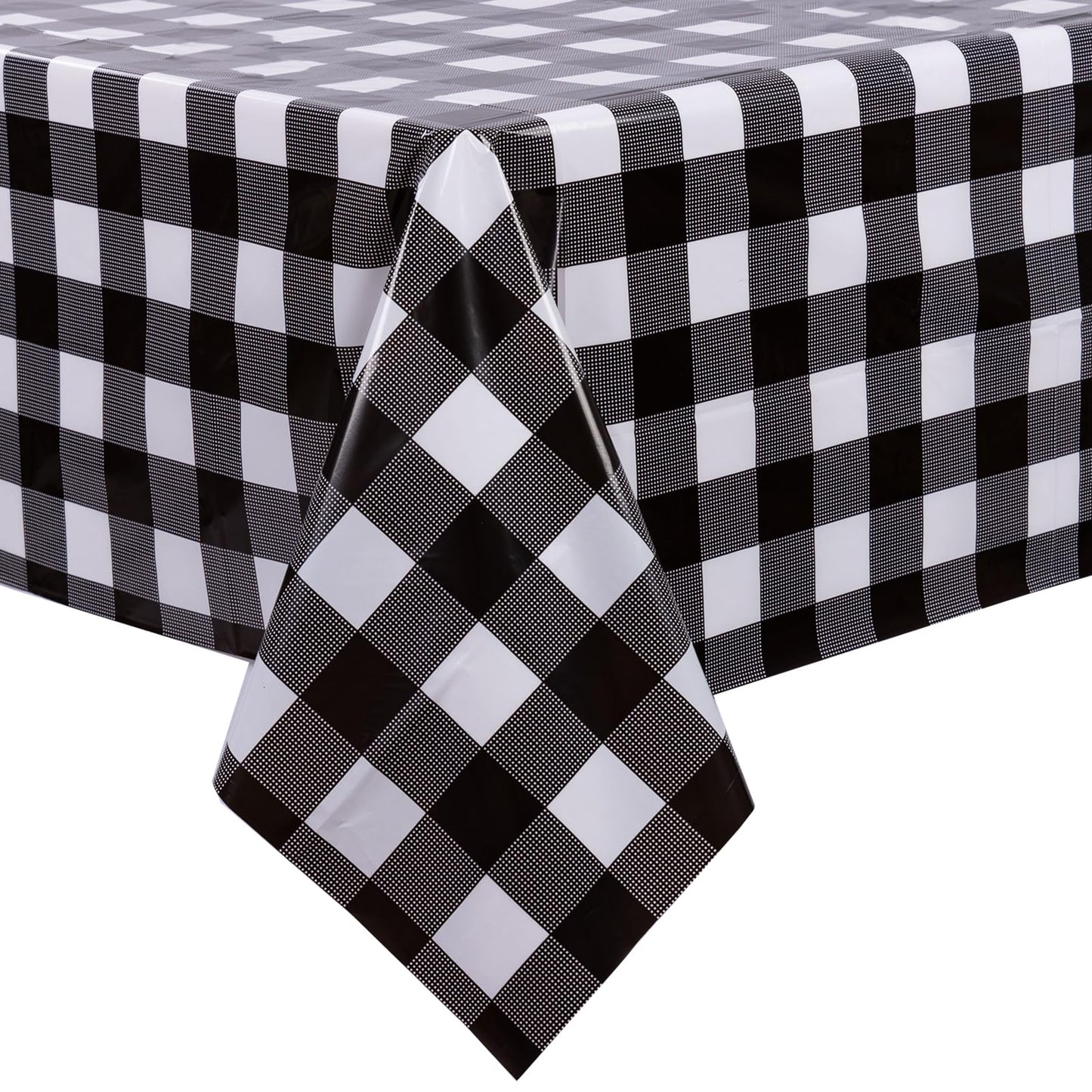 Kesfey 12 Packs Black and White Checkered Tablecloths 54 x 108 Inches Disposable Plastic Checkered Flag Racing Table Cover Waterproof Rectangle Race Car Table Cloth for Picnic Party Retro Celebration