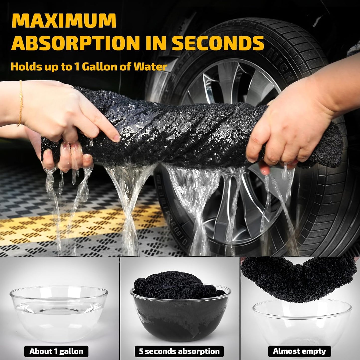 SMINDER Car Drying Towels - Ultra-Absorbent Microfiber (2-Pack, 36" x 24") | Streak-Free & Scratch-Free Design
