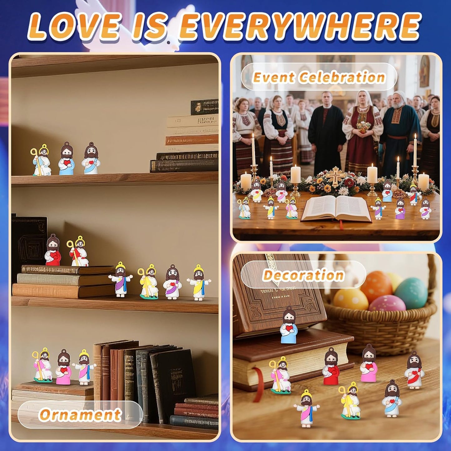 Mini Jesus Figures by [Brand Name] - 60PCS Easter Basket Stuffers | Tiny Pocket Figurines for Hide and Seek