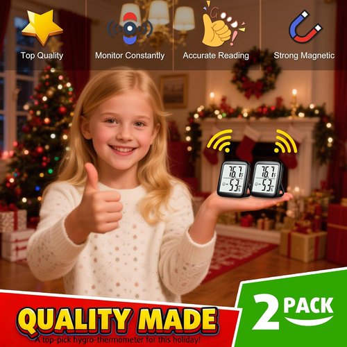Antonki Room Thermometer - 2 Pack Digital Temperature & Humidity Monitor for Home, Greenhouse & More