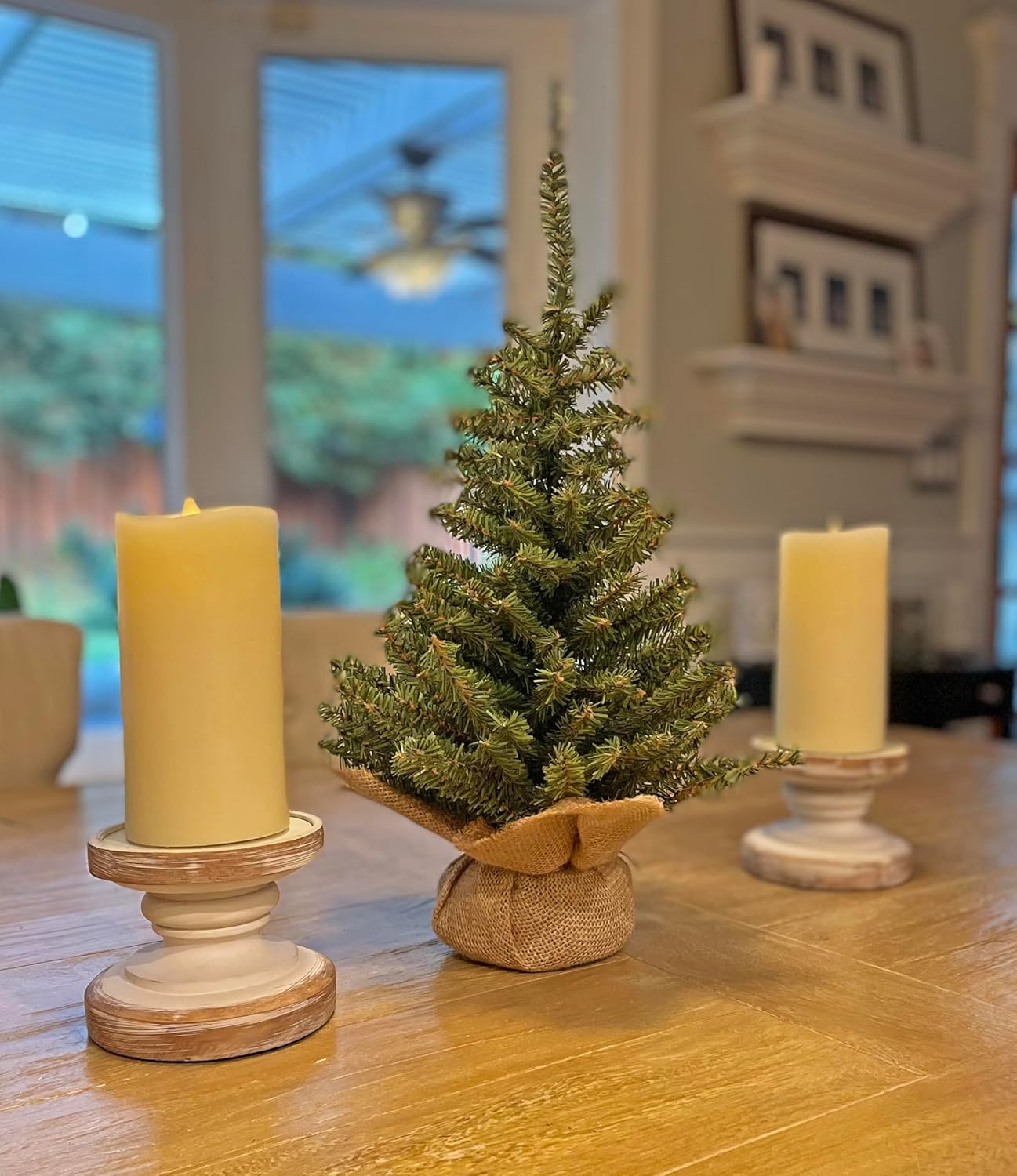 16-Inch Christmas Tabletop Tree with Burlap Base - Festive Holiday Decor