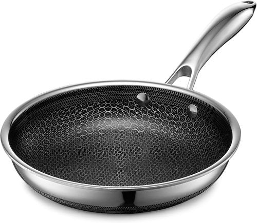 HexClad Hybrid Nonstick 8-Inch Frying Pan - Stay-Cool Handle, Dishwasher Safe & Oven Safe Up to 900°F