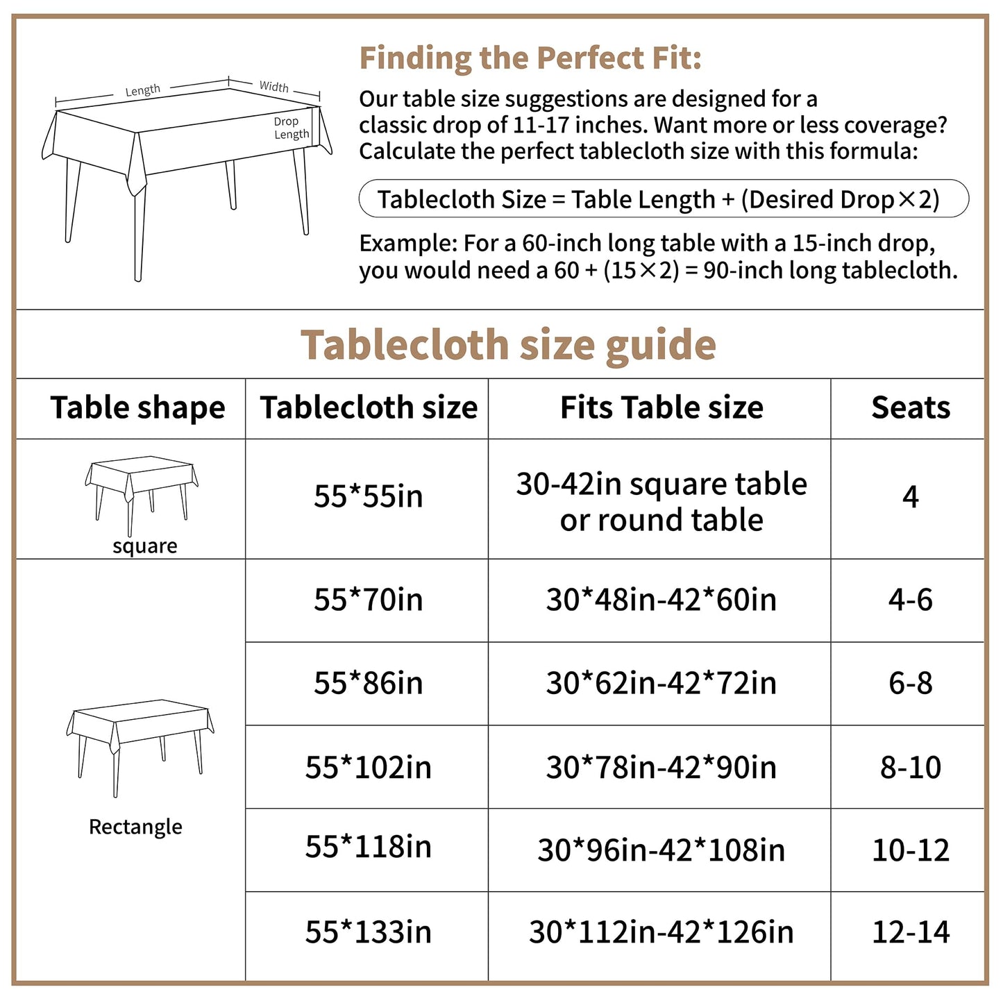 UWWGKK Nordic Beige Rectangular Tablecloth, Premium Drape, Water & Stain Resistant, Elegant Rectangle Table Cover for Dining, Kitchen, Party, Home Decor