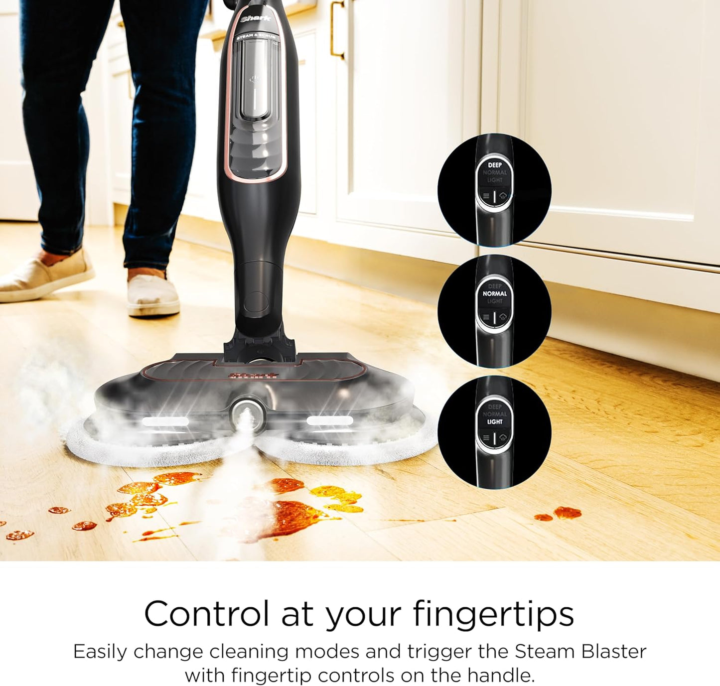 Shark Steam Mop S7201 - Powerful Scrubbing & Sanitizing | Gray/Rose Gold Finish