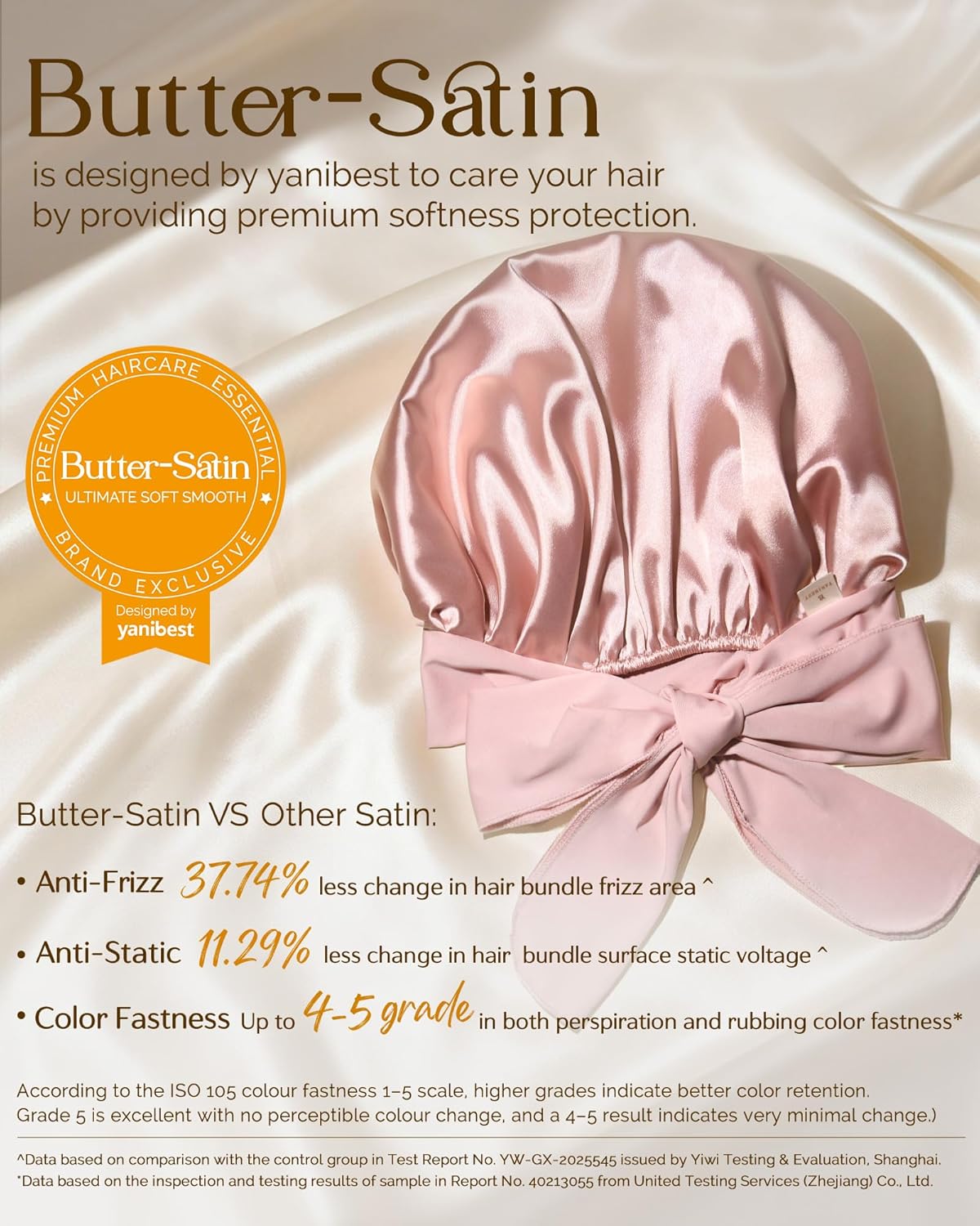 YANIBEST Adjustable Satin Bonnet - Double Layer Hair Wrap for Reducing Friction & Preventing Frizz