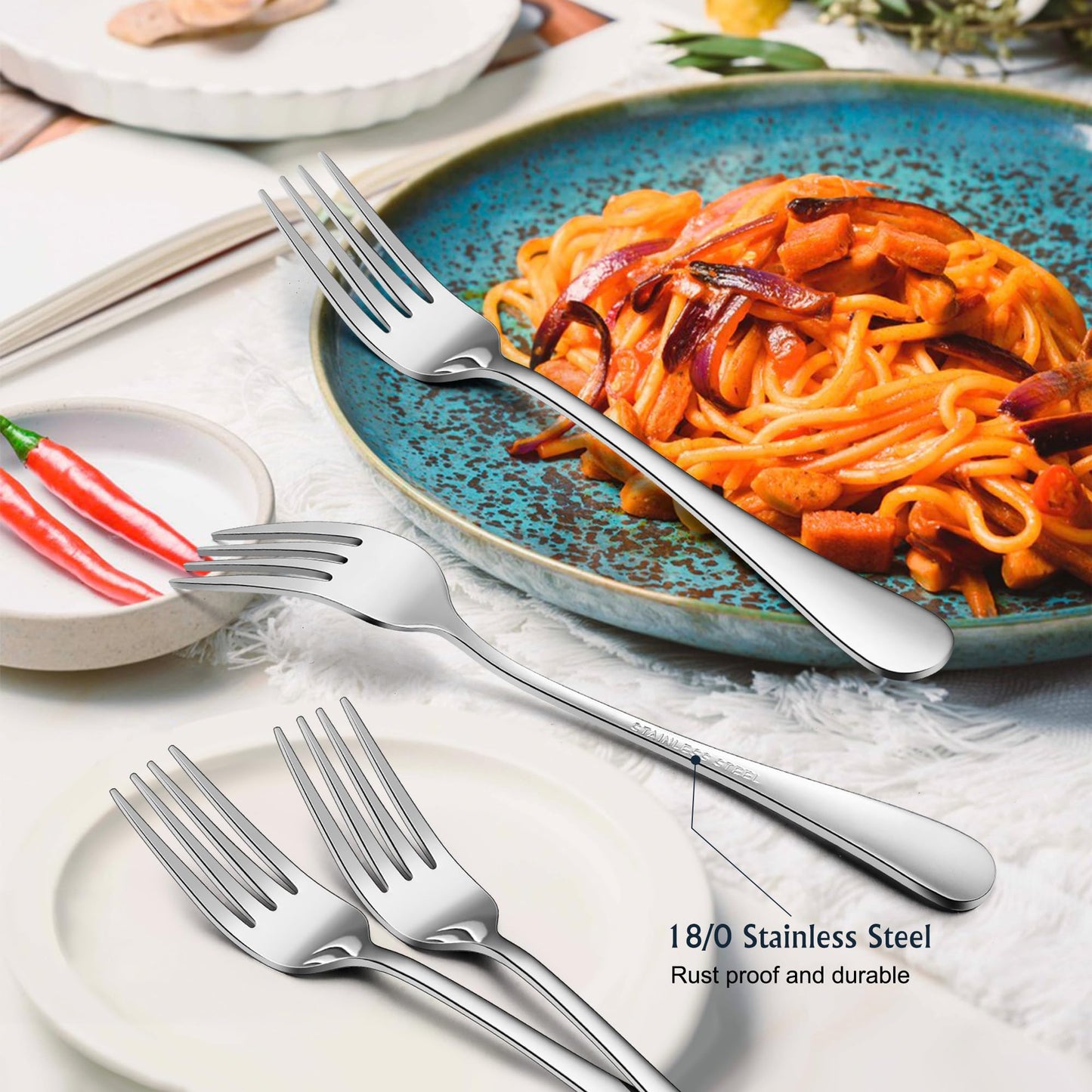E-far Forks, Spoons and Knives Set for 8, 24 Pieces Stainless Steel Silverware, Food Grade Flatware Cutlery for Home Kitchen Restaurant, Mirror Finish, Dishwasher Safe