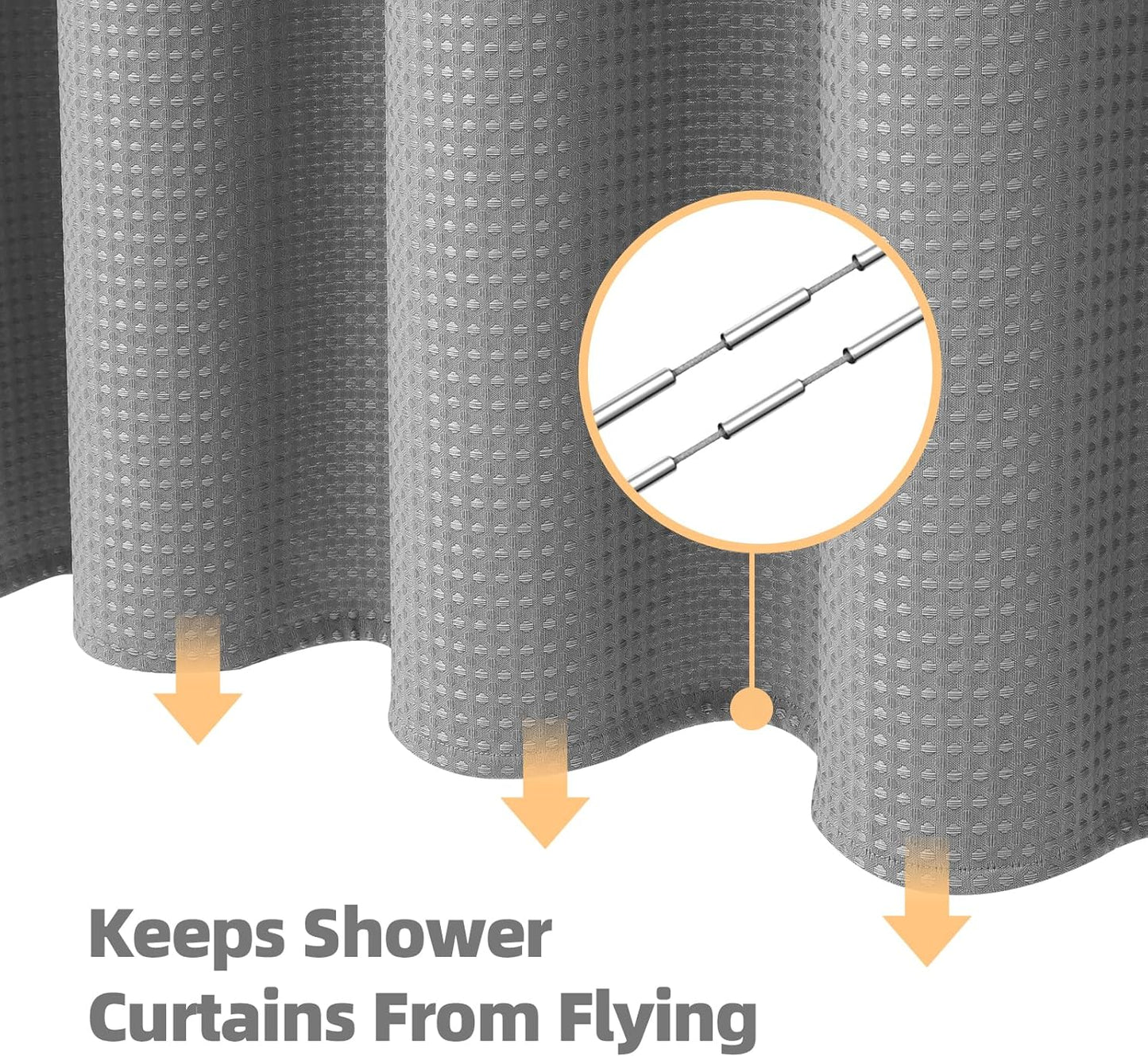 LaCyan Waterproof Waffle Weave Shower Curtain Set - 3 in 1 with Clear Liner & 12 Hooks | 72x84 Inches