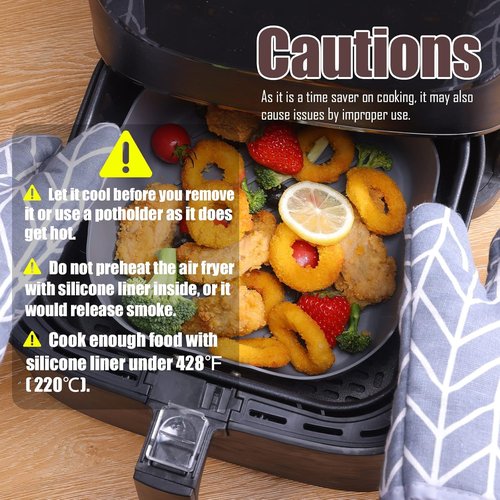 Golden Associate Silicone Liners - Non-Stick Reusable Air Fryer Basket | 2 Pcs, 9" Top Size, Food-Grade