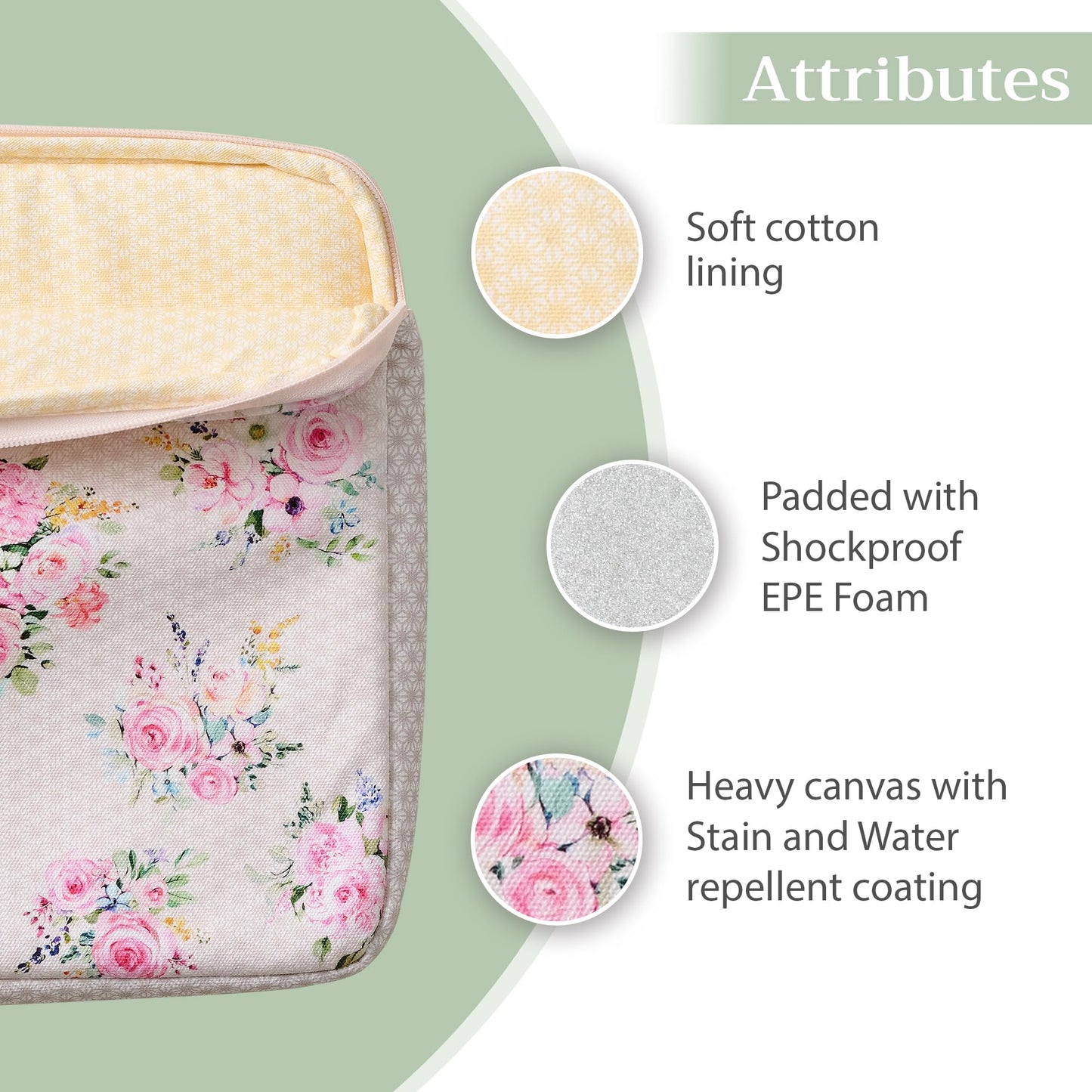 Maison d'Hermine Laptop Sleeve case Upto 13.5 inch Stain and Water Repellent Cotton Canvas Easter Gifts - Sweet Rose Lavender
