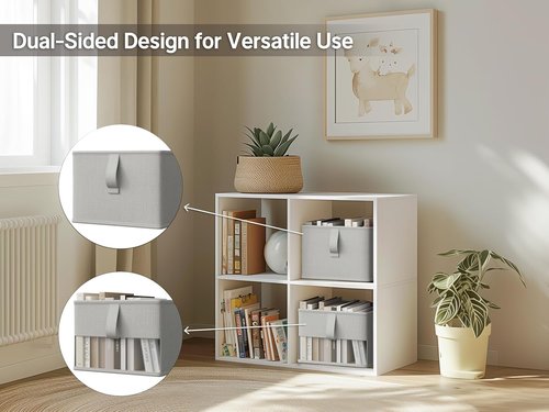 Foldable Storage Bins by [Brand Name] - Breathable Fabric Organizers with Clear Window | 3-Pack, Gray, 11.5 x 8.75 x 6.5 in