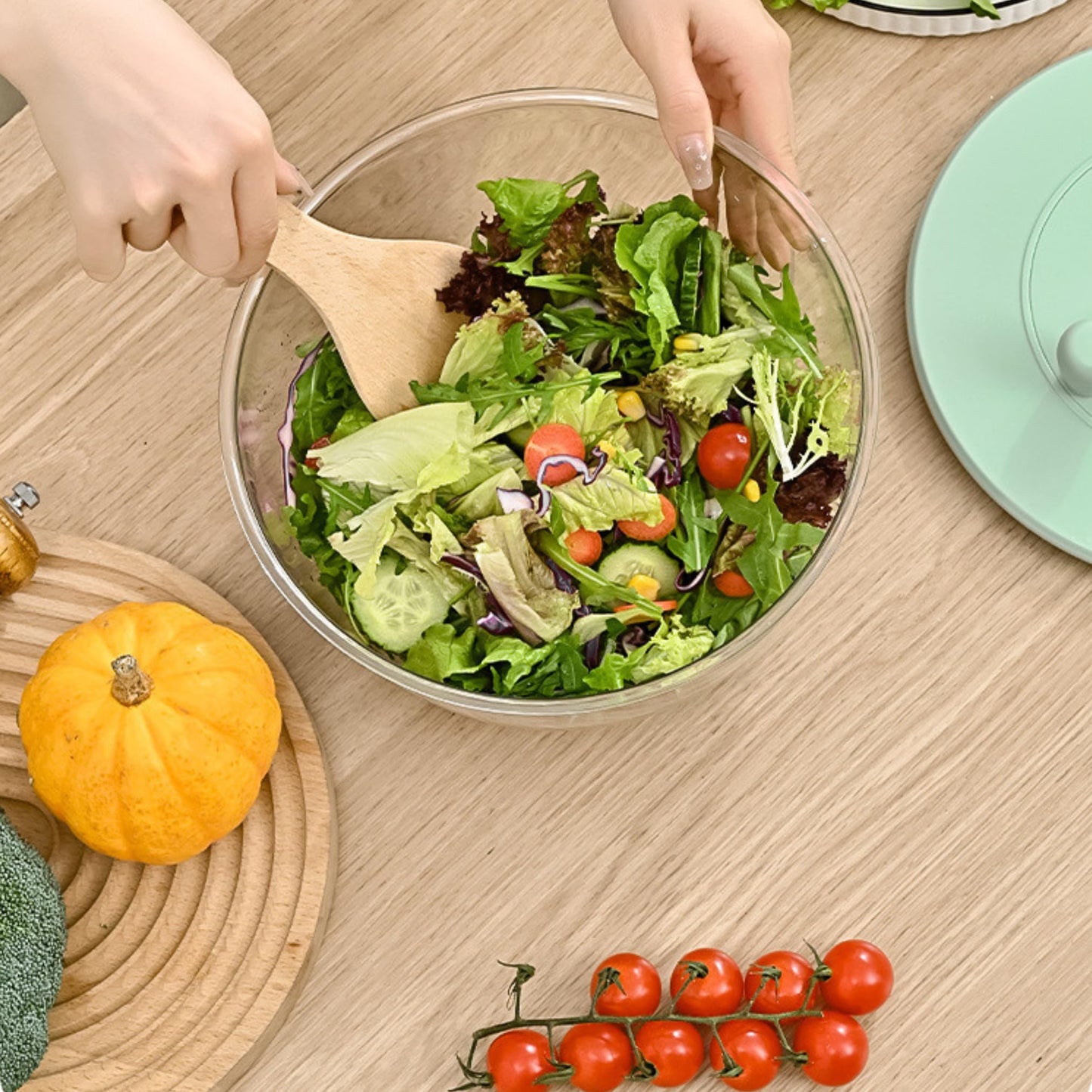 Multi-Use Large Salad Spinner,Mandoline Vegetable Fruits Wash Bowl with 5 Blade Slicer with Dicer,Pasta Fries Spin Dryer,Egg Yolk66