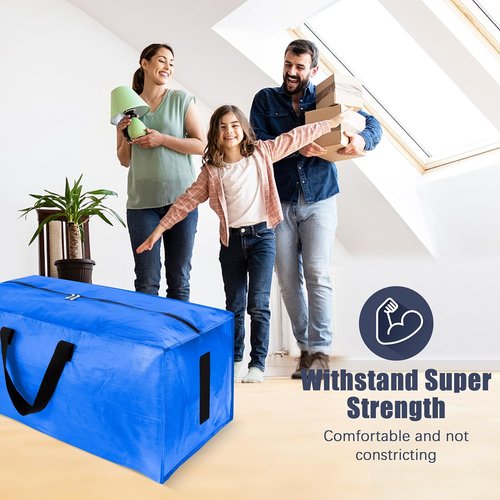 HOMESURE Large Water-Resistant Moving Bags - 8 Pack Heavy-Duty Storage Totes with Zippers & Handles | Sky Blue