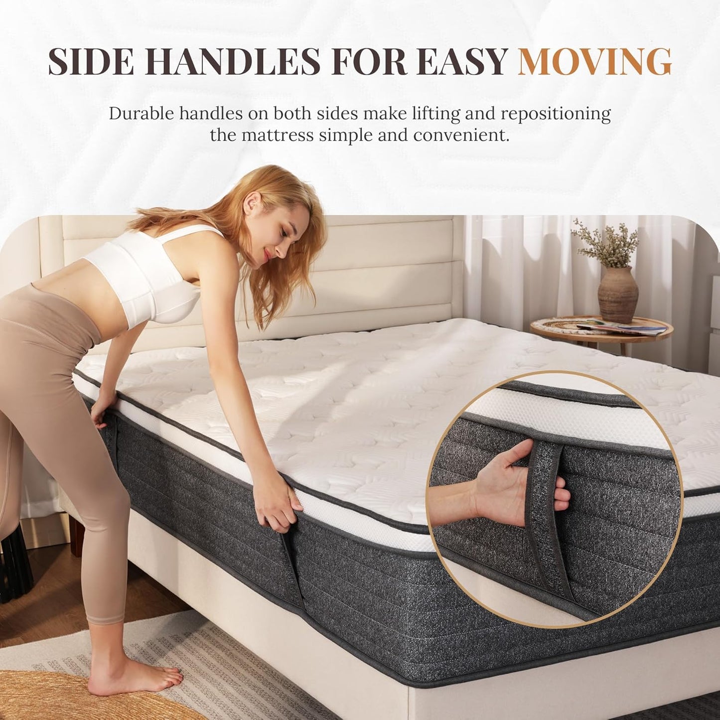 Skiennix Queen Mattress - 12 Inch Hybrid Foam & Pocket Springs | Medium Feel, Extra Edge Support, CertiPUR-US