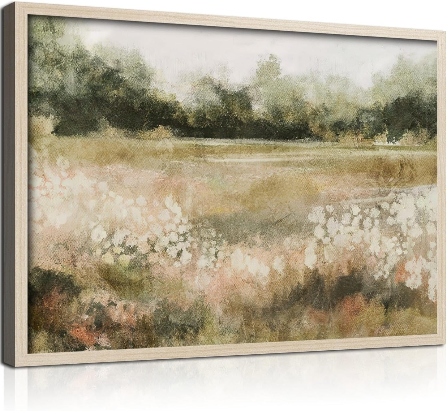 Skiennix Framed Canvas Wall Art - Rustic Field Landscape Print | Vintage Country Nature Picture 12x16 Inch