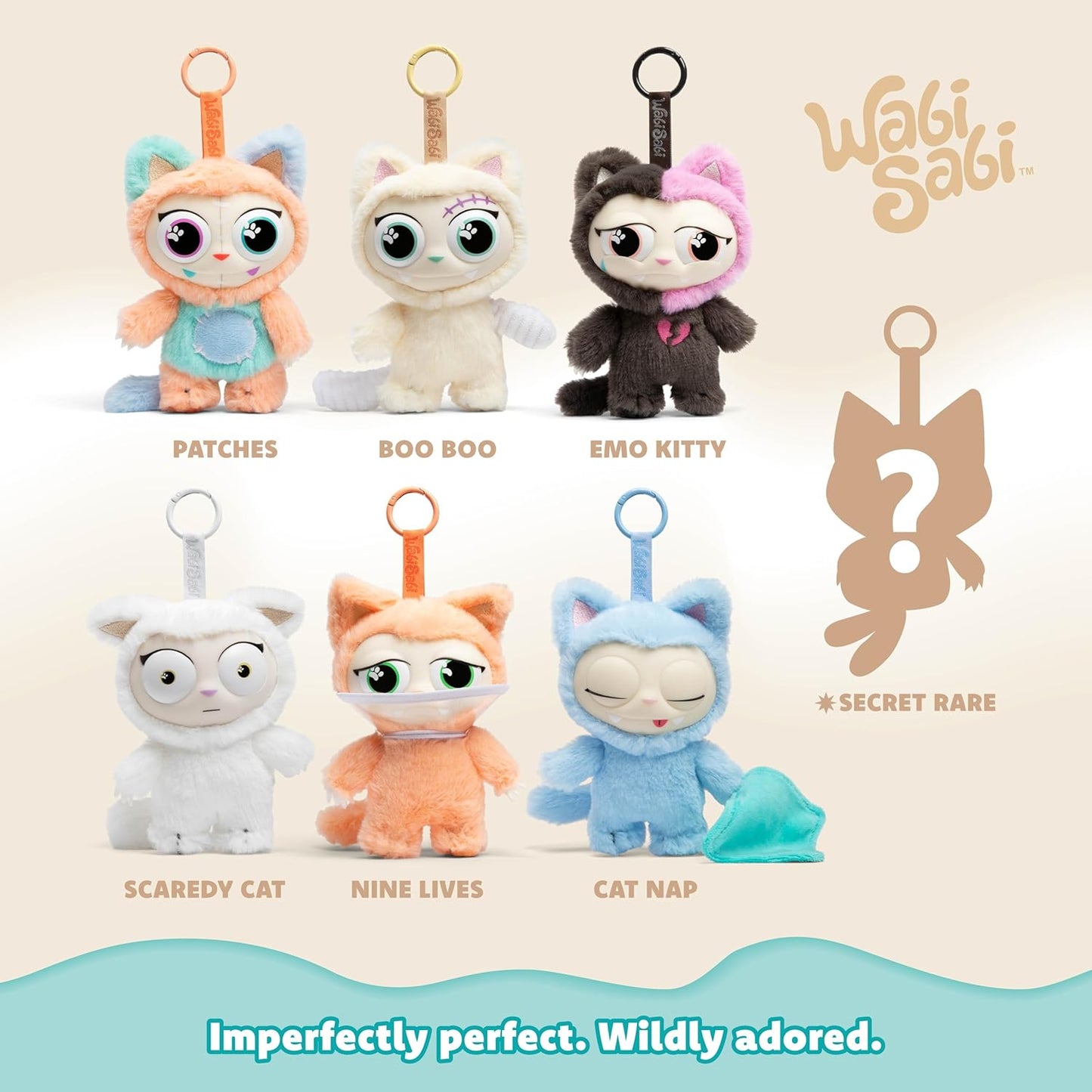Relatable WabiSabi Kitty Club Blind Box - Soft Collectible Plush Keychain Figures for Kids & Teens | Includes 1 Mystery Plush
