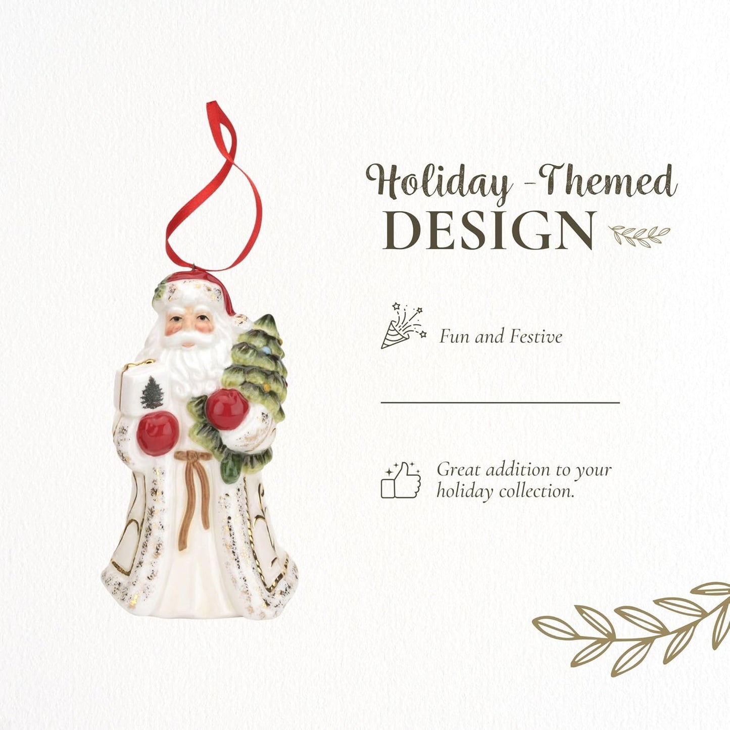 Spode Christmas Tree Santa Ornament - Elegant Holiday Decoration & Keepsake Gift