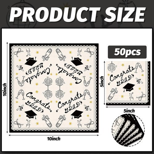 FYSUIMU Graduation Cocktail Napkins - 50 Pcs 3-Ply Disposable Congrats Grad Party Supplies