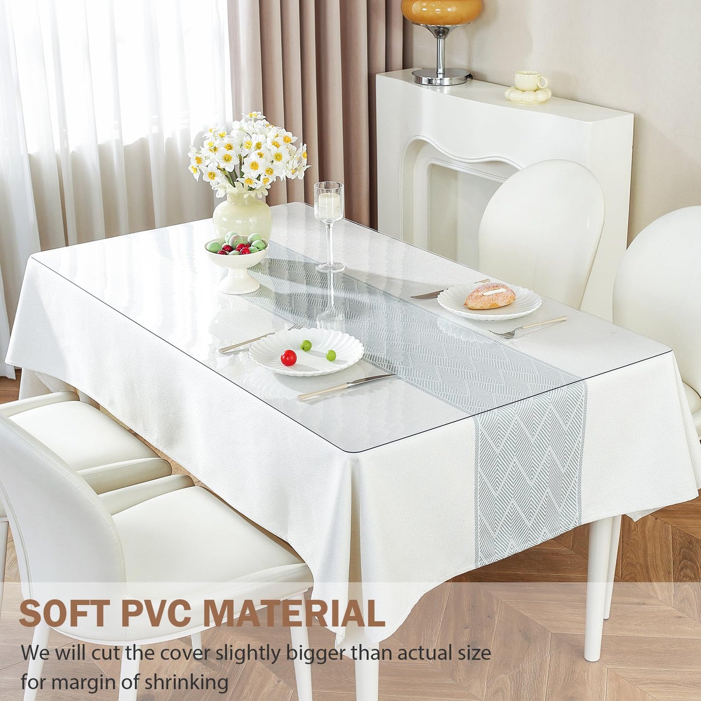 LovePads 1.5mm Thick 24 x 72 Inch Clear Table Cover Protector, Clear Table Protector, Plastic Table Cover, Dining Table Protector, Desk Protector Mat Clear, Table Protector for Dining Room Table