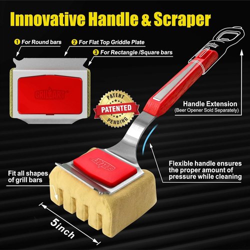 GRILLART BBQ Grill Brush Replacement Head - Heavy-Duty Bristle-Free Scraper for Cast Iron & Stainless Steel Grates