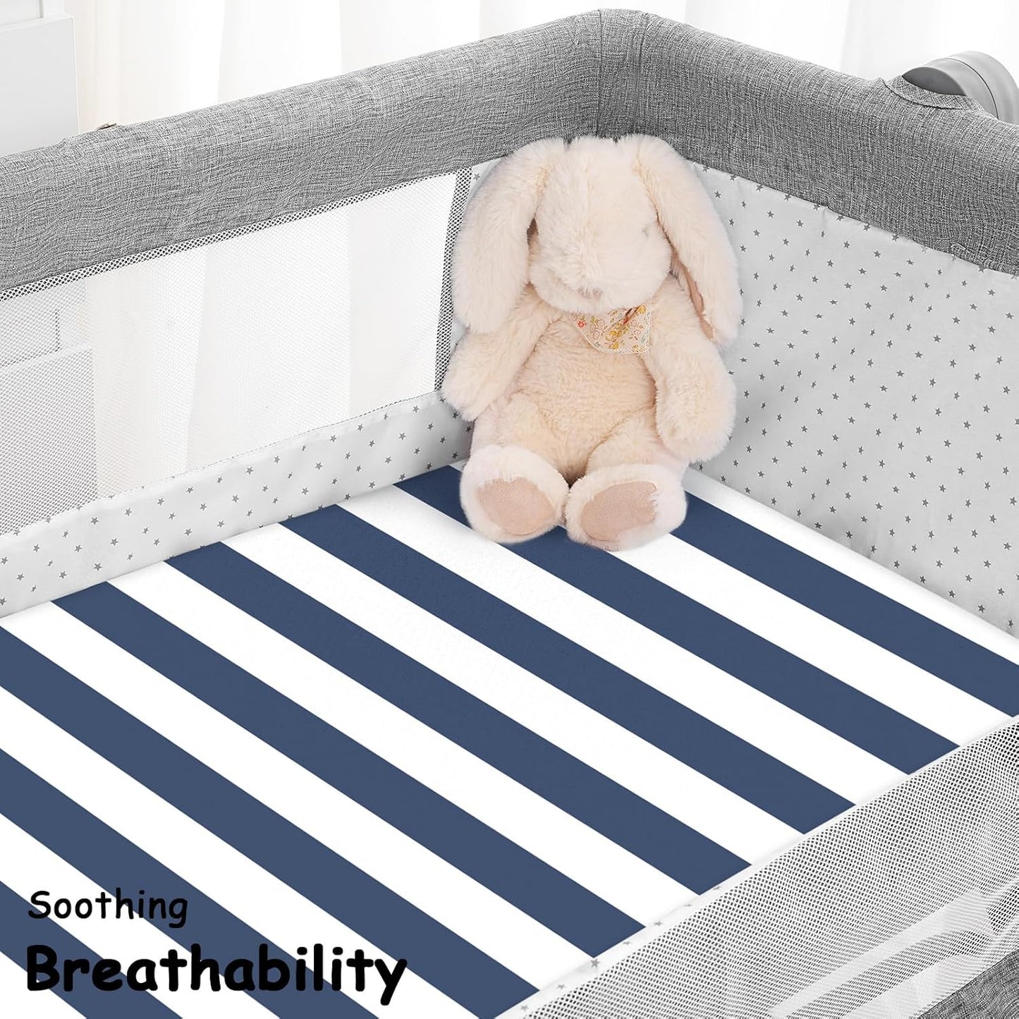 Yoofoss Bassinet Sheets - 3-Pack Fitted Set for Halo Bassinest & Baby Delight | Soft, Breathable Stripes & Panda