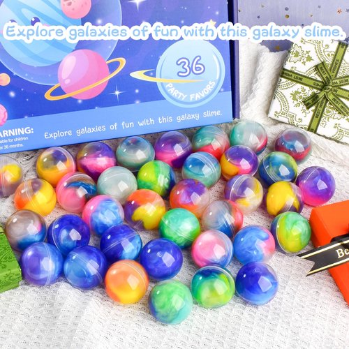 36-Pack Galaxy Slime Ball Kit – Party Favors for Kids, Stress Relief Squeeze Toys, Classroom Rewards, Goodie Bag Stuffers, Funny Gifts for Teens Boys Girls